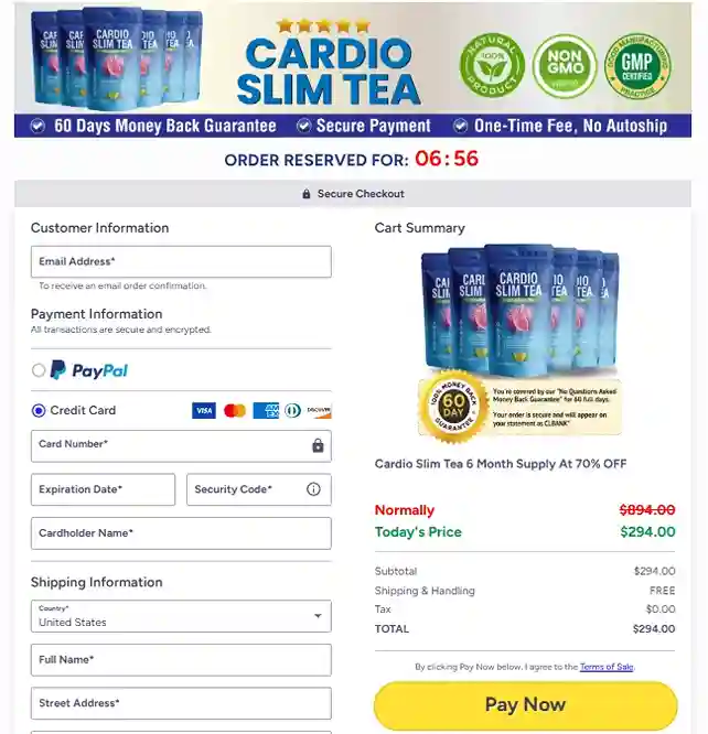 Cardio Slim Tea Order Page